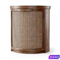 Wooden side table / Rattan bedside table 3D Model Corona