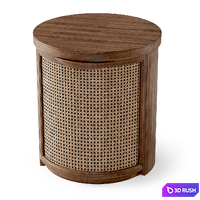 Wooden side table / Rattan bedside table 3D Model Corona
