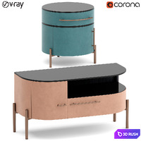 Baxter Plisse small tables 3D Model Vray, Corona