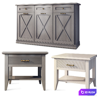 Chest of drawers and bedside tables Country. Angstrem. Sideboard, nightstand. 3D Model Vray, Corona