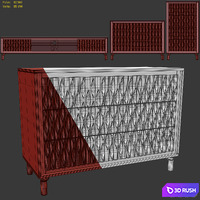 Chest of drawers and TV stand GOLD. Tvstand, dresser by Nills 3D Model Vray, Corona