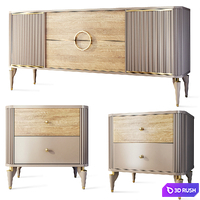 Chest of drawers and bedside table Art Deco Sanvito. Nightstand, sideboard Bellona 3D Model Vray, Corona