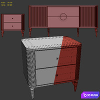 Chest of drawers and bedside table Art Deco Sanvito. Nightstand, sideboard Bellona 3D Model Vray, Corona