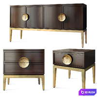 Chest of drawers and bedside table Art Deco Artpunk23 3D Model Vray, Corona