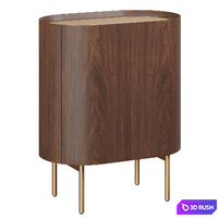 Walnut and leather nightstand Aslen AM.PM 3D Model Corona