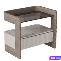 Bedside table in leather with stitching 3D Model Vray, Corona