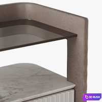 Bedside table in leather with stitching 3D Model Vray, Corona