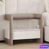 Bedside table in leather with stitching 3D Model Vray, Corona