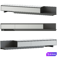 Fero Modern Black Extendable Stone &amp; Wood TV Stand 3D Model Corona