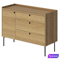 Peek 1 Door 3 Drawer Credenza 3D Model Vray