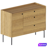 Peek 1 Door 3 Drawer Credenza 3D Model Vray