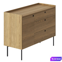 Peek 1 Door 3 Drawer Credenza 3D Model Vray