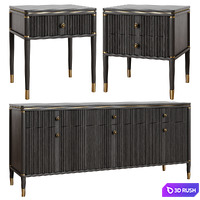 Art Deco chest of drawers and bedside table 09 3D Model Vray, Corona