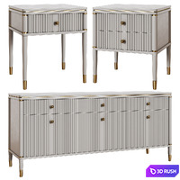 Art Deco chest of drawers and bedside table 09 3D Model Vray, Corona