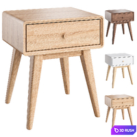 Beige Miji oak bedside table with drawer