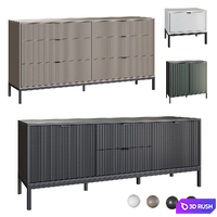 Set set of TV Stand, Bedside Table, Travis-1 Stand and Travis-2 Chest of Drawers 3D Model Corona