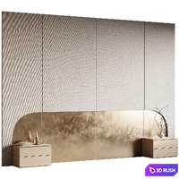 Headboard 3d Wall Panel 48 3D Model Vray, Corona