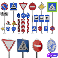 AVE Road Signs (4 Seasons) 3D Model Corona