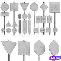 AVE Road Signs (4 Seasons) 3D Model Corona