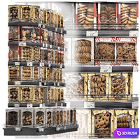Display case with cookies 3D Model Vray, Corona