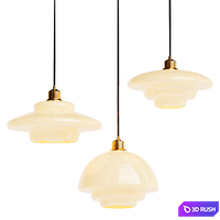 Mid Century Art Milk White Glass Pendant Light 3D Model Corona
