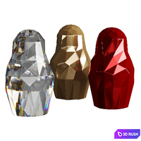 Matryoshka Crystal + Brass + Red by Centersvet 3D Model Vray, Corona