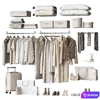 A set of clothes and accessories to fill a wardrobe or store and showroom 3D Model Vray, Corona