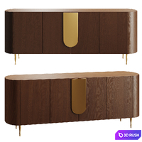 Treignac Brown Oak Wood Sideboard 3D Model Corona