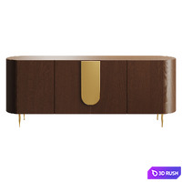 Treignac Brown Oak Wood Sideboard 3D Model Corona
