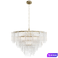 Round pendant chandelier made of ribbed glass 164FA-33126 Garda Decor 3D Model Corona