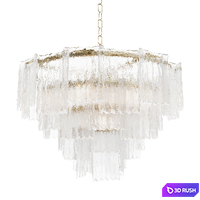 Round pendant chandelier made of ribbed glass 164FA-33126 Garda Decor 3D Model Corona