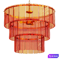 Houseof amber glass three light chandelier 3D Model Vray