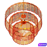 Houseof amber glass three light chandelier 3D Model Vray