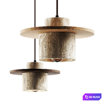 Kanso Natural Stone Japanese Wabi Sabi Pendant Lamp 3D Model Vray, Corona
