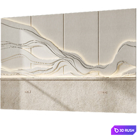 Decorative wall 3d panel headboard 023 Wave 3D Model Corona