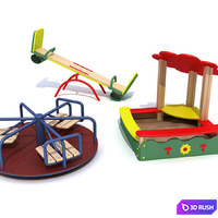 Ksil sandbox, turntables, rocking chair 3D Model