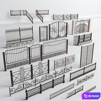 Wrought iron fences 3D Model Vray