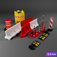 Road barriers 3D Model Vray