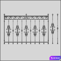 Forged fence 2 3D Model Vray