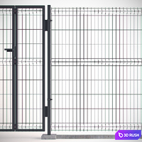 Welded Wire Panel Fence 3D Model Vray