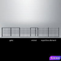 Welded Wire Panel Fence 3D Model Vray