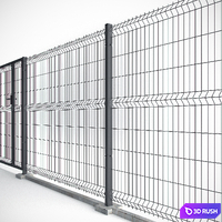 Welded Wire Panel Fence 3D Model Vray