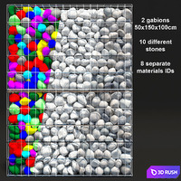 Gabion Riverstone 3D Model Vray