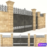 Stone Fence forging 3D Model Vray