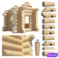 A set of logs to create the log cabins 3D Model Vray, Corona