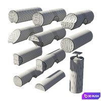 A set of logs to create the log cabins 3D Model Vray, Corona