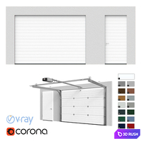 Hormann Sectional doors open / closed with side door 3D Model Vray