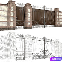 Classical forged gate 2 3D Model Vray