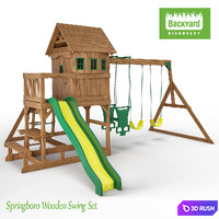 Springboro Wooden Swing Set 3D Model Vray