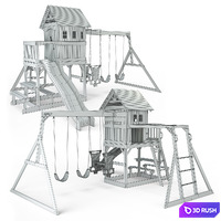 Springboro Wooden Swing Set 3D Model Vray